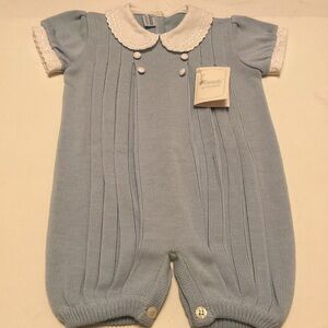 Classic Blue Baby Bodysuit with White Collar